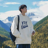 New Goth Oversized Pullover Hoodies For Men Letter Print Hooded Sweatshirts Hip Hop Aesthetic Harajuku Y2K Streetwear Hoodie
