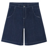 hip hop pockets embroidery letter print jeans shorts for men summer retro oversized wide leg denim knee lenght pants unique jeans style 3637