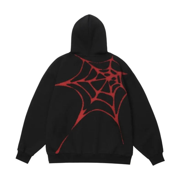 glitchcore graphic tee featuring fashion spider web printed hoodies unisex hip hop y2k sweatshirt streetwear mens casual hooded autumn warm loose tops hoodies