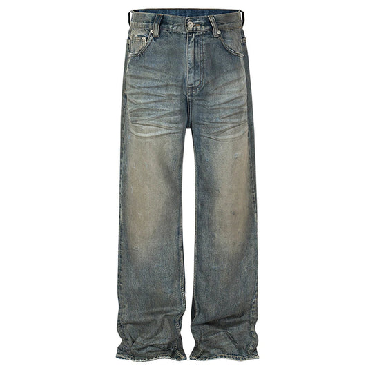 hi street vintage baggy jeans men retro blue loose straight denim pants distressed ripped dirty jeans trouser hip hop streetwear vintage washed jeans
