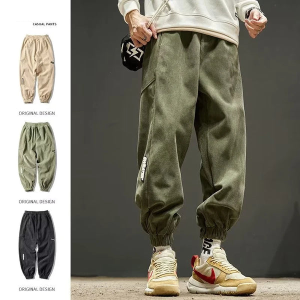 autumn spring men corduroy pants casual jogging sweatpants hip hop fashion streetwear joggers trousers y2k baggy pantalones urban active pants