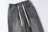 fashion loose streetwear denim pants unisex casual drewstring elastic waist jean pants hip hop trousers joggers mens baggy jeans unique joggers style 3265