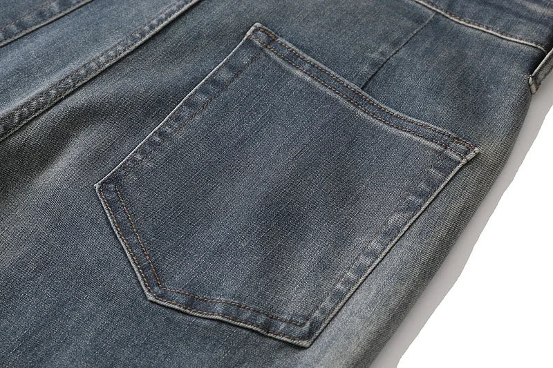 y2k washed gradient jeans pants blue stretch floor mop pants distressed casual micro speaker baggy mens and womens flare jean unique jeans style 115