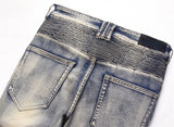 distressed washed pleated denim jean pants new fashion biker jeans streetwear casual slim pants jogger y2k mens skinny joggers unique joggers style 4150