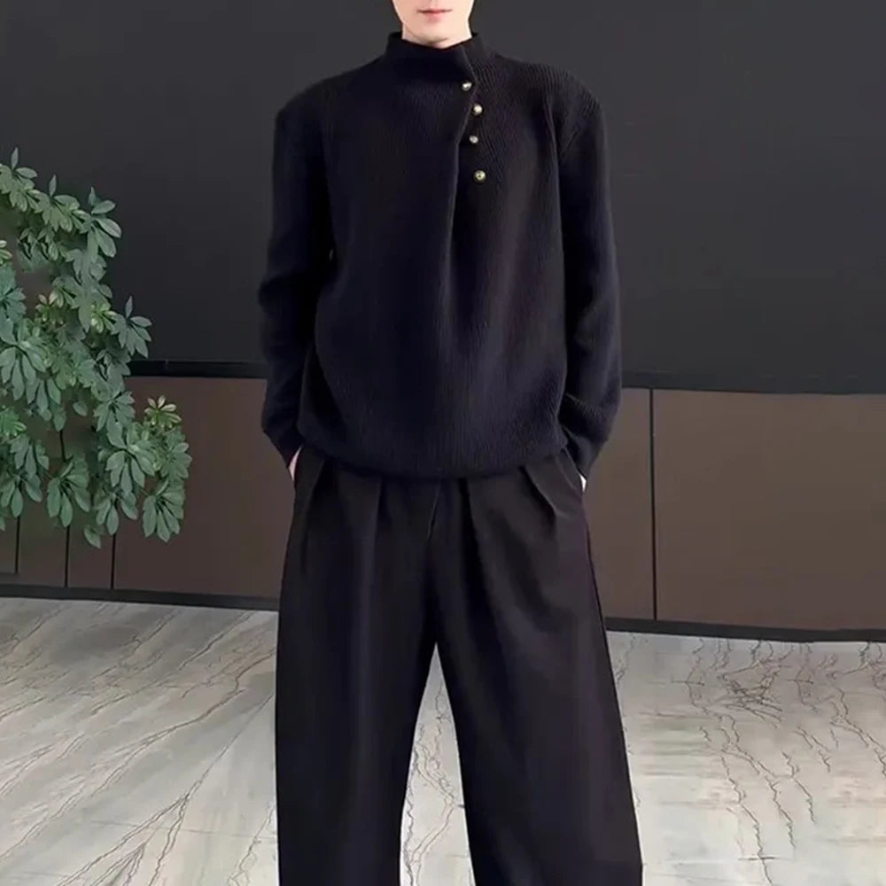 layered flame street knit, photo-ready knit, trendy urban fashion top for men, layered streetwear look