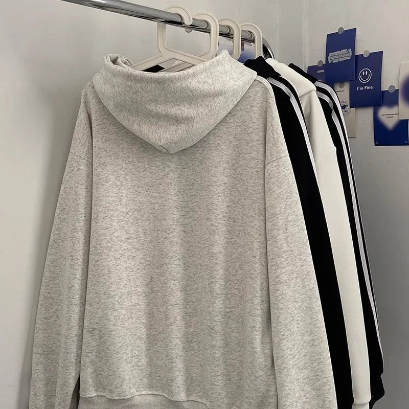 Half Zip Knit Streetwear Sweater – Autumn Mens Y2K Letter Printed Goth Hoodies New American Streetwear Hooded Sweatshirts Hip Hop Fashion Pullover Retro Hoody | Zip Knit Drop #131
