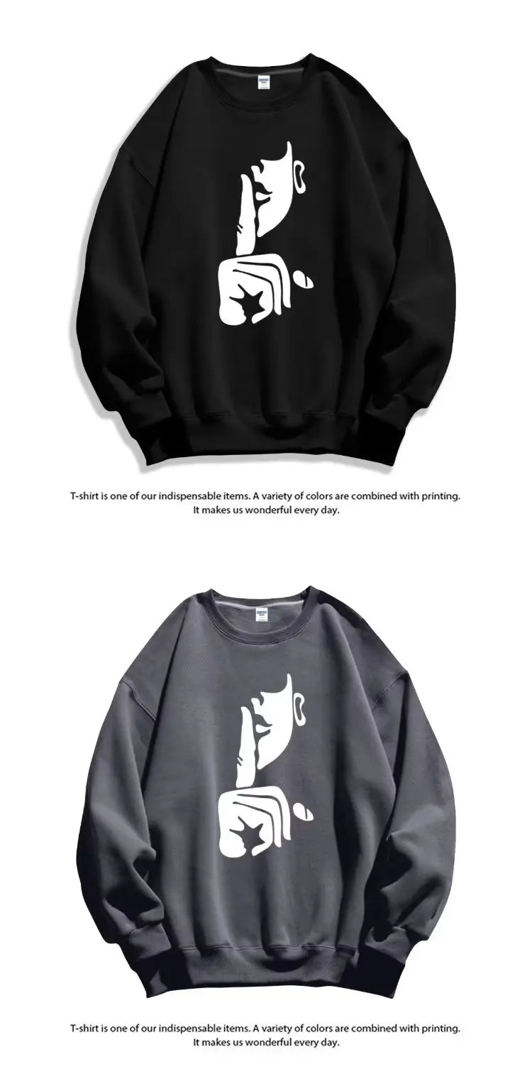 Oversized Loose Printed Sweatshirt Autumn Mens Korean High Quality Top