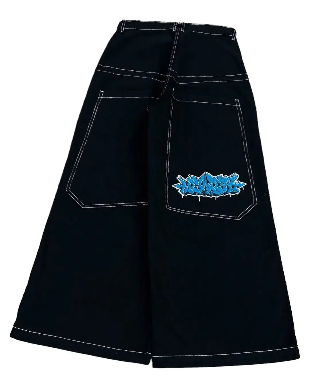 wexwear embroid baggy jeans harajuku hip hop graphic high waist wide trouser streetwear y2k jeans men women gothic black pants urban skinny jeans