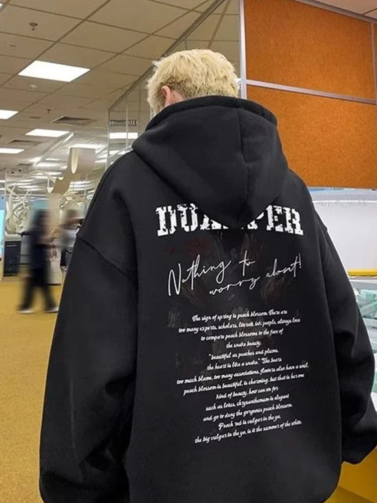 Autumn Mens Goth Letter Printed Pullover Hoodies Y2K Streetwear Fashio