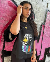 Summer American High Street Fashion Brand Round Neck Short-sleeved Y2k Harajuku Retro Anime Print Oversized Couple T-shirt Top