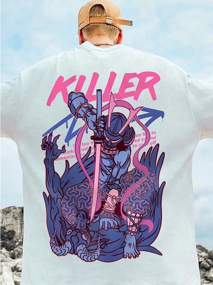 Skatercore Tribal flames – Samurai Slayer Harajuku Kawaii T Shirt Men Punk Y2K Print