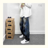 autumn hip hop graffiti painted baggy jeans mens y2l streetwear wide leg denim pants punk fashion distressed gradient jean unique jeans style 266