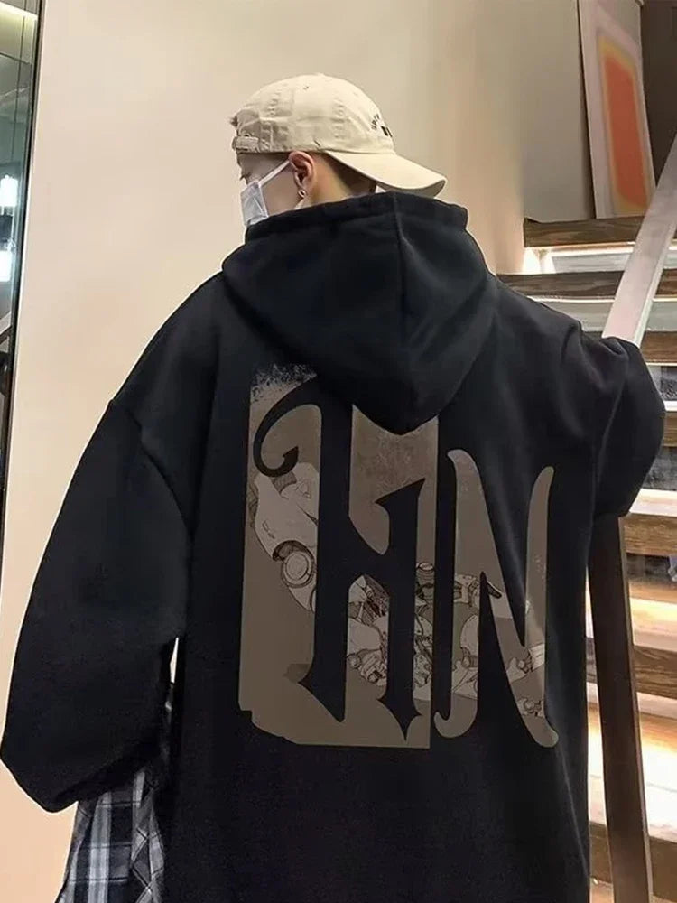 City Boy Oversized Hoodie Sweatshirt Men American High Street Hoodies Funny Streetwear Hip Hop Hoody Mens 2025 Autumn Tracksuit