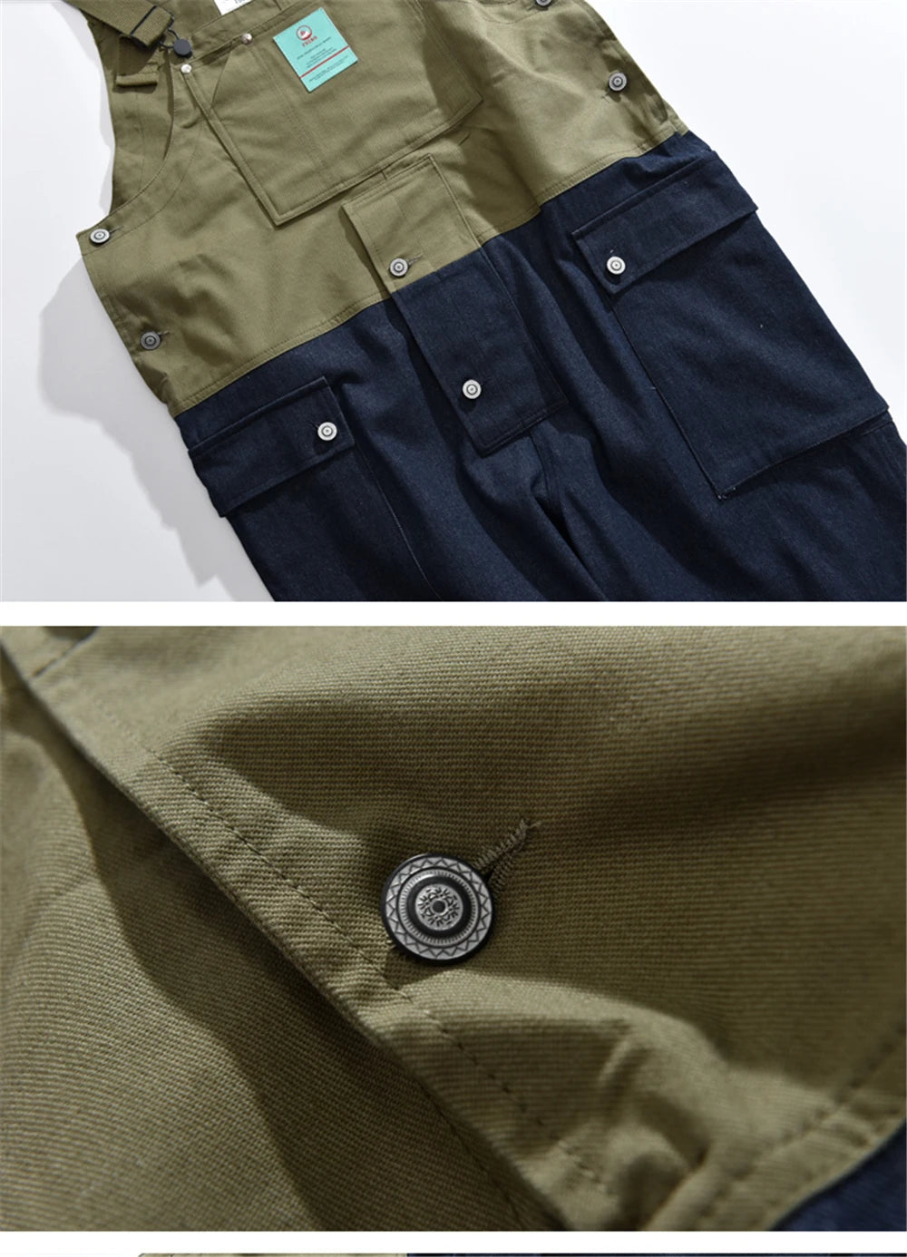 2023 summer cargo overalls pants men patchwork denim jumpsuits loose work pants solid color casual streetwear cargo trousers unique cargo style 4514