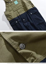 2023 summer cargo overalls pants men patchwork denim jumpsuits loose work pants solid color casual streetwear cargo trousers unique cargo style 4514