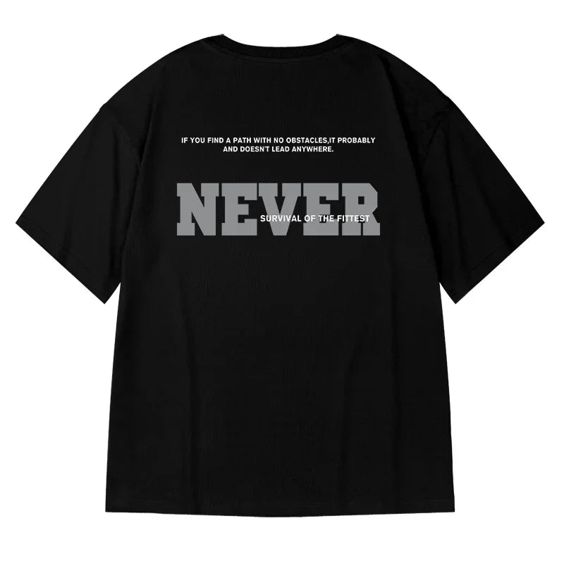 Gothic Aesthetic drop – High Street Letter Never Printed Male T Shirt Summer Cotton