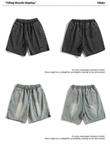 summer distressed denim shorts basic casual streetwear short jeans embroidery baggy hip hop fashion y2k blue bermuda shorts unique jeans style 3448