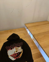 Y2K American Street Fashion Anime Letter Graffiti Print Oversized Hood