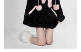Sadcore Shirt – Harajuku Little Wildcat Hoodies Women Bodysuit Black Tie Bow – Streetwear Fashion for Men & Women