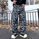 men distressed washed denim streetwear brand hip hop loose casual motorcycle cargo jeans pant cityboy y2k trousers unique cargo style 2451