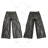 2023 street retro raw edge high waist skinny jeans mens y2k fashion casual loose versatile distressed wide leg jeans womens unique jeans style 1835