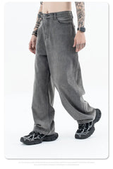 2024 autumn and winter new carbon ash wash worn jeans