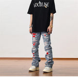 men distressed ripped destroied denim jean pants new fashion patchwork biker jeans streetwear flare pants jogger y2k men s jeans unique joggers style 3279
