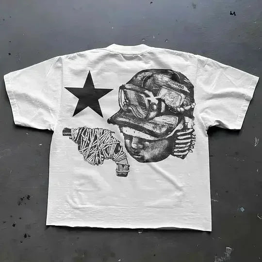 Harajuku Streetwear Y2K New T shirt Men Hip Hop Bulletproof Vest Graphic Print Oversized Cotton Short Sleeved Casual Tops Tees