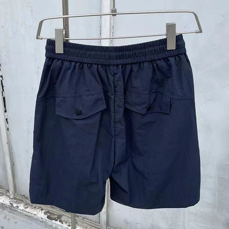 Mens Y2k Two-Piece Set 2024 Summer New Casual Loose High-Quality Zipper Fashion Hooded Work Top Solid Color Trendy Shorts Set