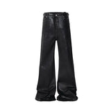 european and american street batik black paint coat wide jeans pants fashionable baggy contoured distressed flared denim jeans unique jeans style 1592