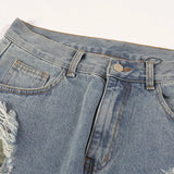 side destroyed ripped holes denim jeans pants mens casual patchwork camouflage loose straight joggers hip hop streetwear jeans unique joggers style 4071