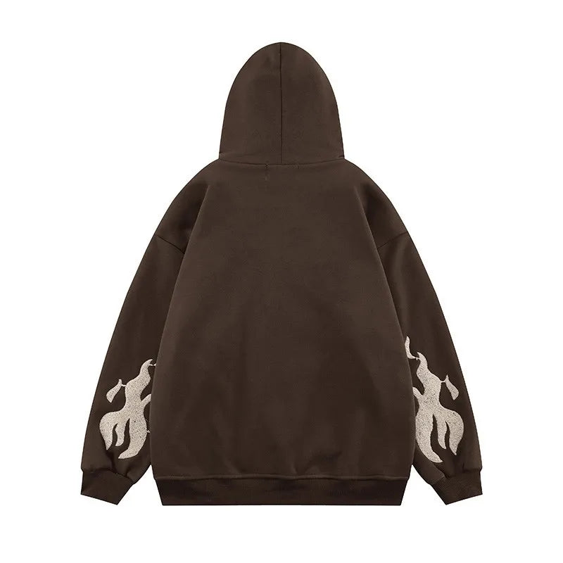 Gothic Embroidery Hoodies Women Retro Harajuku Hip Hop Jacket High Str