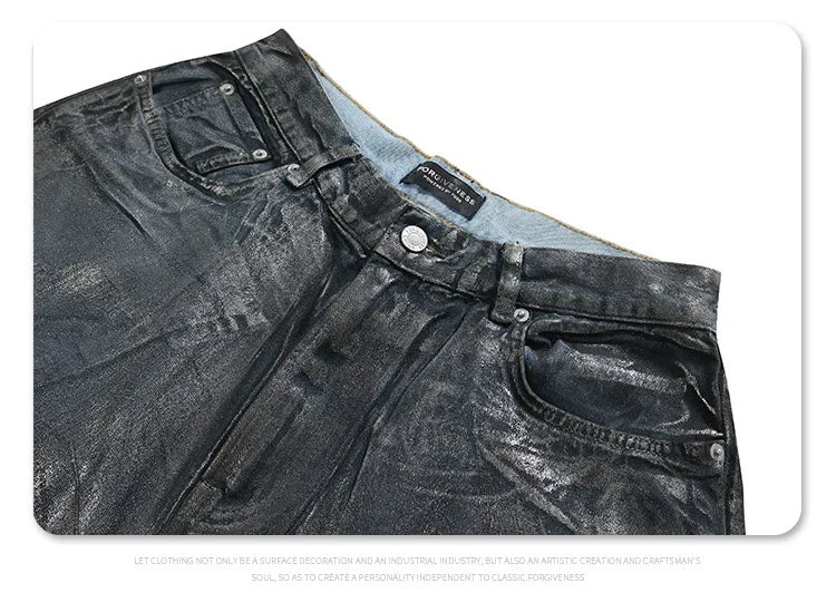 Autumn/winter 2024 loose wash jeans with silver coating