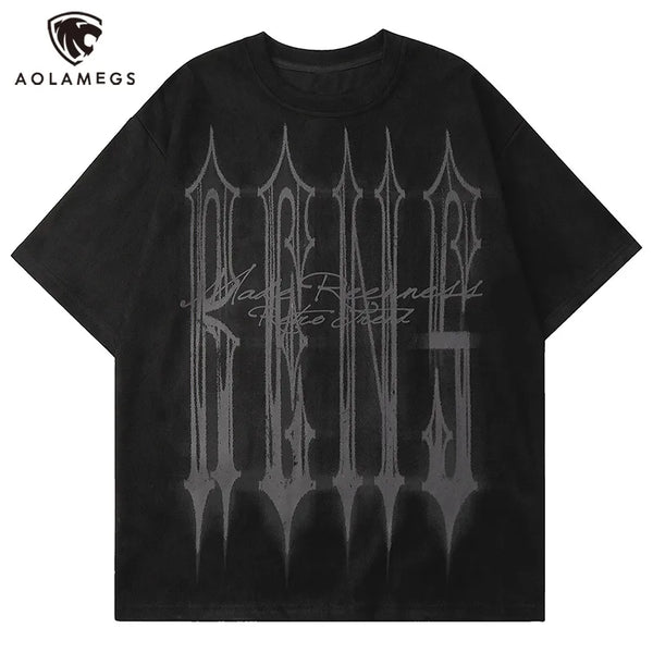 Sadcore Vintage print – Men Street T Shirts Artistic Logo Design Suede Short Sleeves