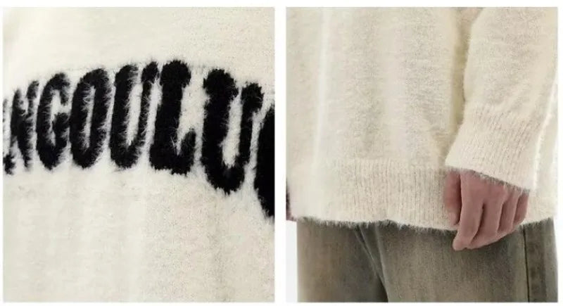 grunge fire sweater, streetwear drip, cozy knitwear for men, oversized grunge aesthetic winter top