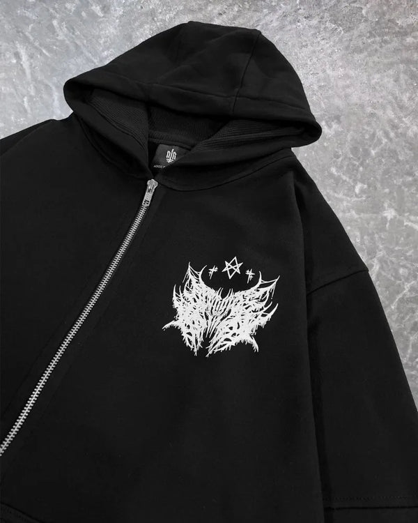 Y2K American Hip Hop Rock Dark Style Oversized Hoodie Men Street Haraj
