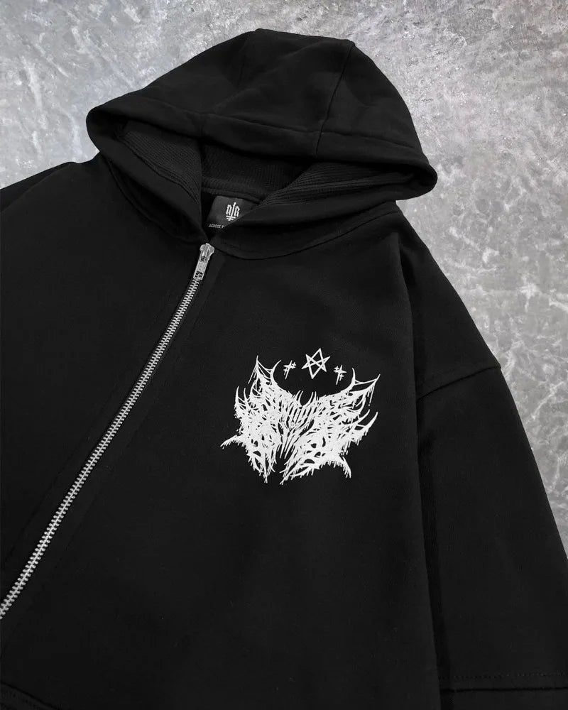 Y2K American Hip Hop Rock Dark Style Oversized Hoodie Men Street Haraj