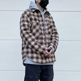 Mens Plaid Shirts New Fashion Single Breasted Hip Hop Loose Shirts Autumn Winter Casual Long Sleeve High Street Streetwear