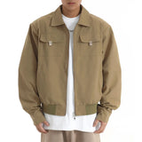 mens soild color jacket and coat casual zipper bomber jackets with pocket high street cargo outerwear short homme men clothin - variant style 6ce56b for streetwear fashion