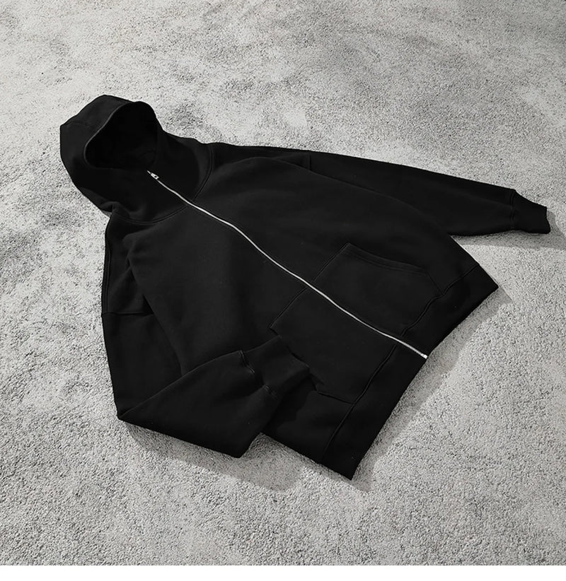 vaporwave aesthetic drop featuring streetwear solid color ninja zipper hoodies mens fleece turtleneck cardigan outdoor oversized hoody plus velvet charge coat