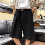 mens suit shorts summer fashion korean version solid color drape five point pants popular casual trend loose street y2k shorts unique shorts style 3400