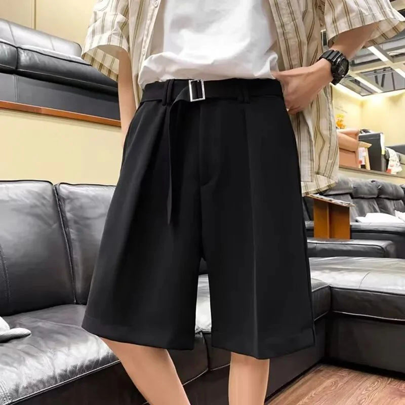 mens suit shorts summer fashion korean version solid color drape five point pants popular casual trend loose street y2k shorts unique shorts style 3400