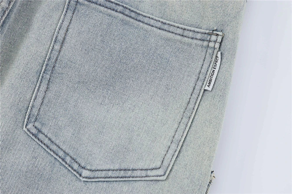 2024 multi pocket jeans vintage mens harajuku cargo denim pants retro hip hop straight loose jean pants unique cargo style 908