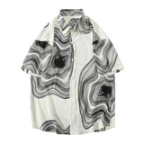 Summer Short Sleeved Shirt Men Retro Printed Shirt Men Streetwear Loose Ice Silk Shirt Mens Hawaiian Shirts Plus Size M-5XL