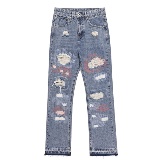 destroyed ripped jeans straight jean pants men biker jeans fashion zipper streetwear trousers hip hop pants joggers baggy jeans unique joggers style 3165