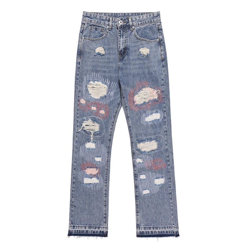destroyed ripped jeans straight jean pants men biker jeans fashion zipper streetwear trousers hip hop pants joggers baggy jeans unique joggers style 3165