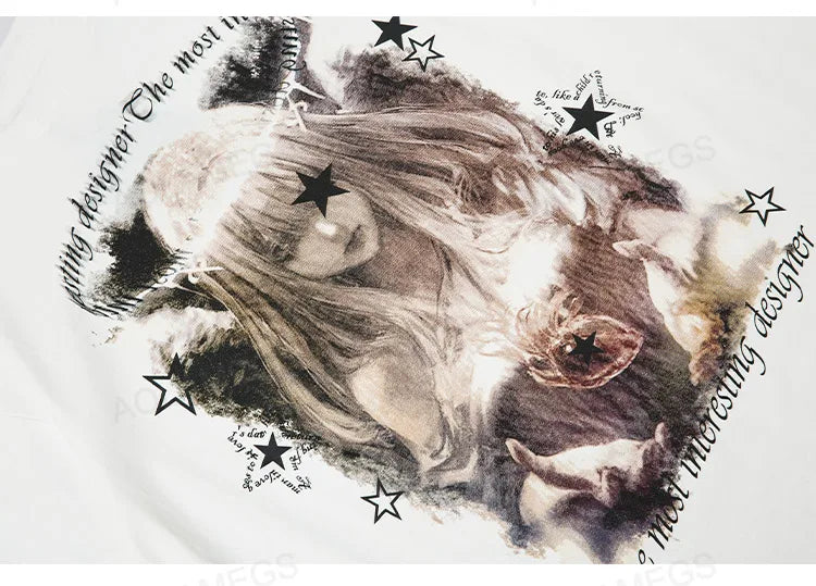 Vaporwave Crying angel – 2023 Streetwear Harajuku Men T Shirt Girl Letter Graphic Tsh