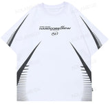 Vaporwave Tribal flame – Streetwear Men Oversized Tshirts Black White Splicing Graphi