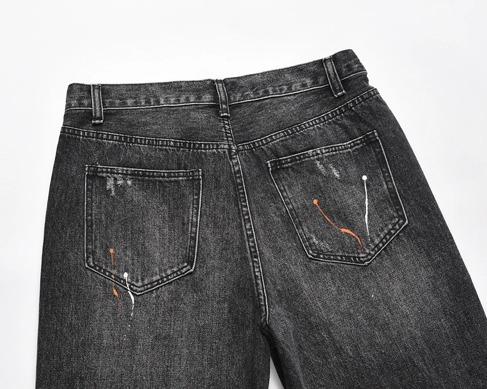 frayed damaged washed black baggy jeans men and women straight streetwear y2k pantalones hombre denim pants oversized cargos unique cargo style 5662