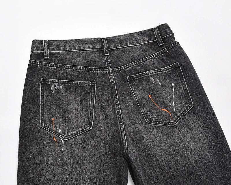 frayed damaged washed black baggy jeans men and women straight streetwear y2k pantalones hombre denim pants oversized cargos unique cargo style 5662